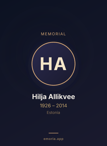 Memorial portrait of Hilja Allikvee