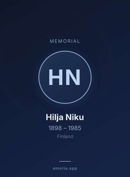 Memorial portrait of Hilja Niku