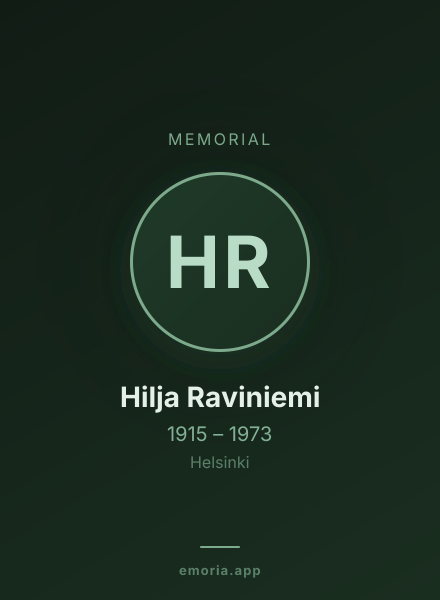 Memorial portrait of Hilja Raviniemi