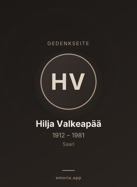 Gedenkportrait von Hilja Valkeapää