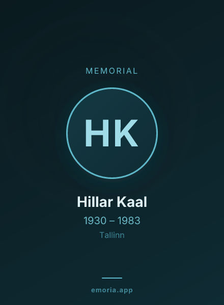 Memorial portrait of Hillar Kaal