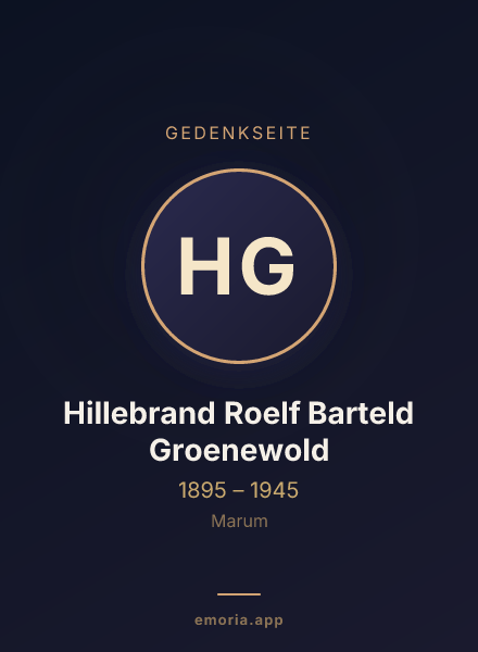 Gedenkportrait von Hillebrand Roelf Barteld Groenewold