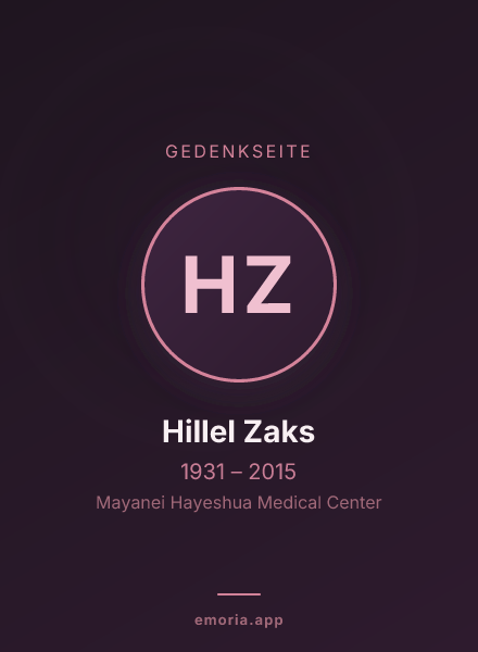 Gedenkportrait von Hillel Zaks