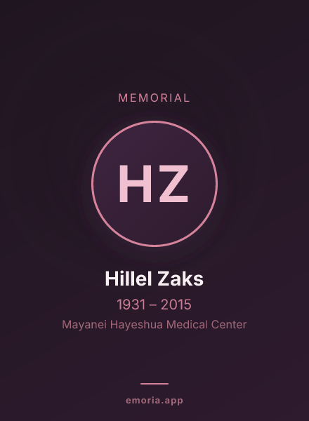Memorial portrait of Hillel Zaks