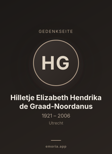 Gedenkportrait von Hilletje Elizabeth Hendrika de Graad-Noordanus