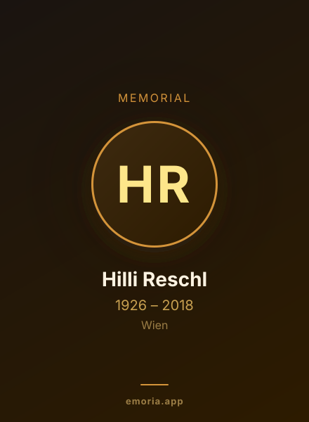 Memorial portrait of Hilli Reschl