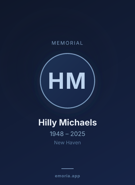 Memorial portrait of Hilly Michaels