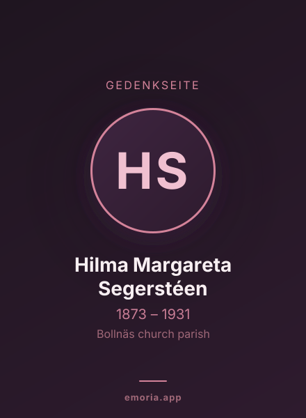 Gedenkportrait von Hilma Margareta Segerstéen