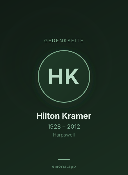 Gedenkportrait von Hilton Kramer