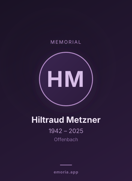 Memorial portrait of Hiltraud Metzner