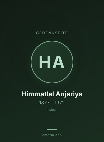 Gedenkportrait von Himmatlal Anjariya