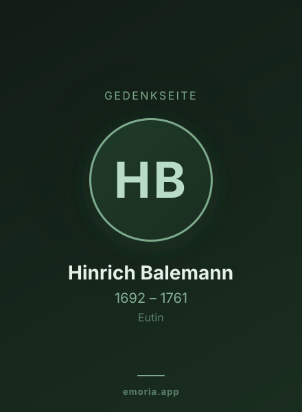 Gedenkportrait von Hinrich Balemann