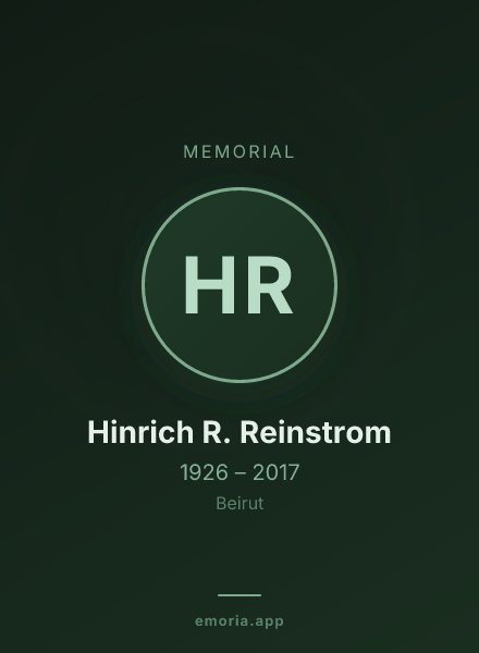 Memorial portrait of Hinrich R. Reinstrom