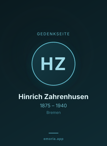 Gedenkportrait von Hinrich Zahrenhusen