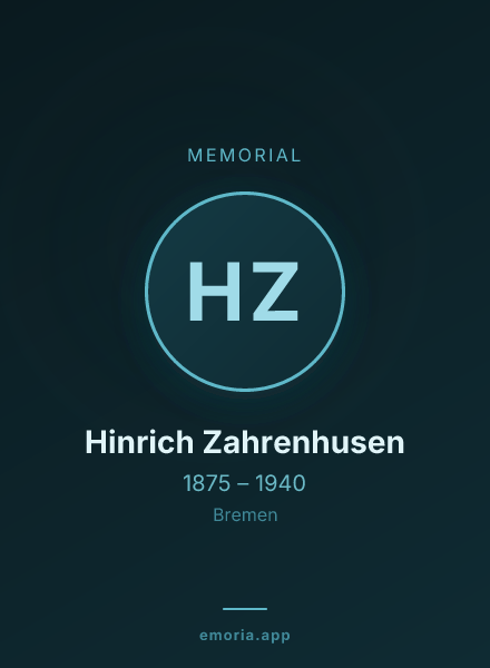 Memorial portrait of Hinrich Zahrenhusen