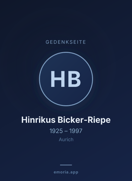Gedenkportrait von Hinrikus Bicker-Riepe