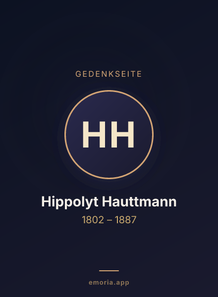 Gedenkportrait von Hippolyt Hauttmann