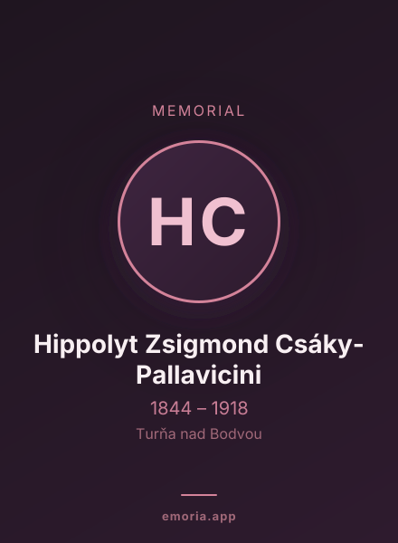 Memorial portrait of Hippolyt Zsigmond Csáky-Pallavicini