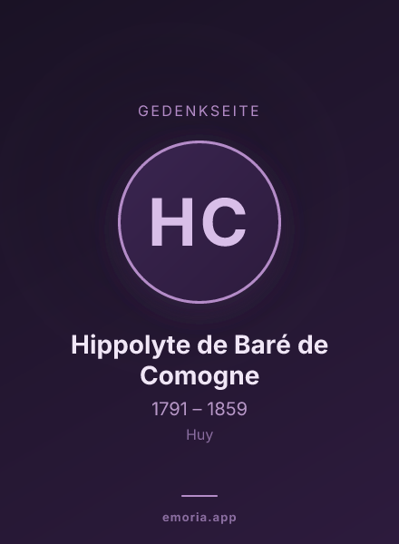 Gedenkportrait von Hippolyte de Baré de Comogne