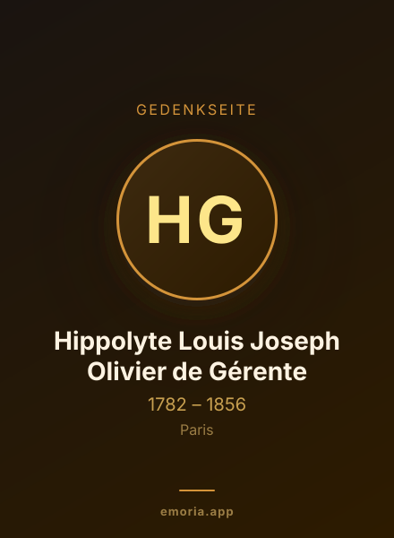 Gedenkportrait von Hippolyte Louis Joseph Olivier de Gérente