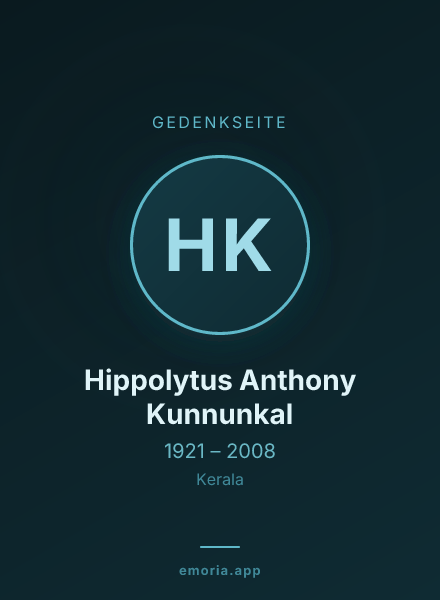 Gedenkportrait von Hippolytus Anthony Kunnunkal
