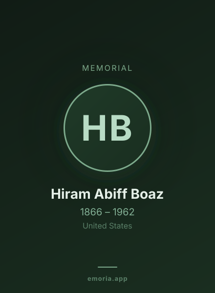 Memorial portrait of Hiram Abiff Boaz