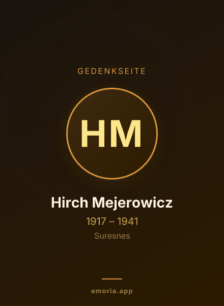 Gedenkportrait von Hirch Mejerowicz
