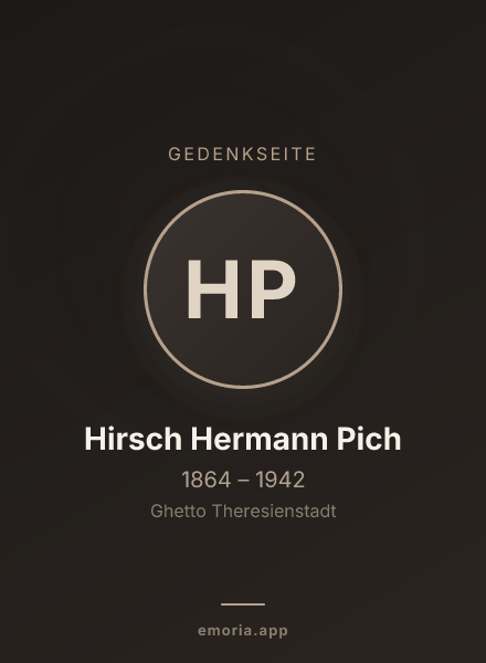 Gedenkportrait von Hirsch Hermann Pich