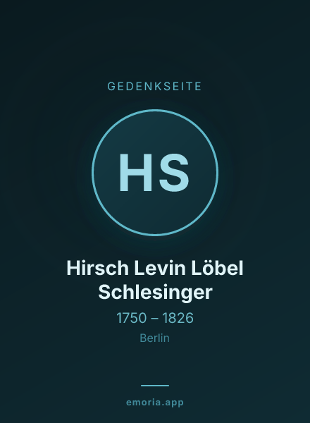 Gedenkportrait von Hirsch Levin Löbel Schlesinger