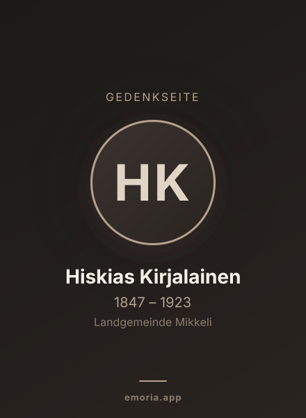 Gedenkportrait von Hiskias Kirjalainen