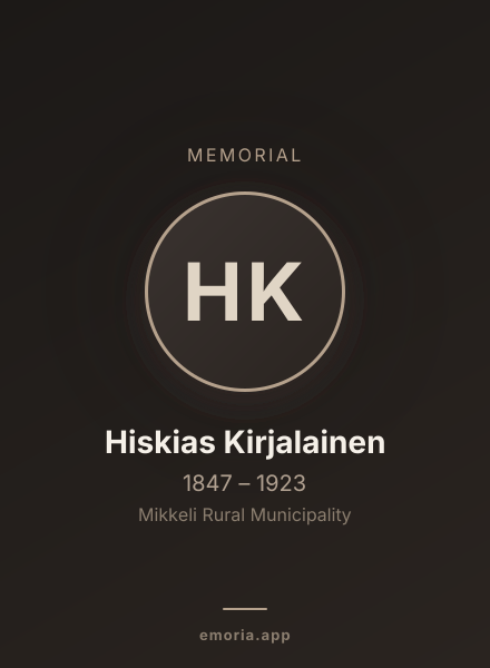 Memorial portrait of Hiskias Kirjalainen