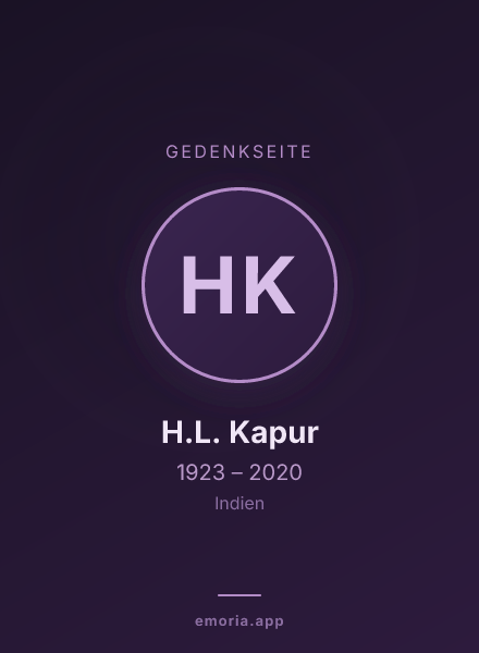 Gedenkportrait von H.L. Kapur
