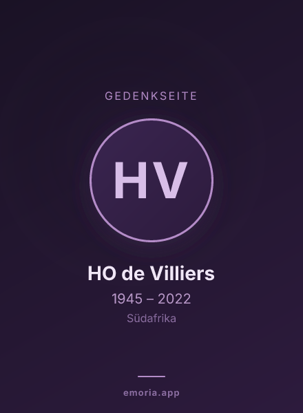 Gedenkportrait von HO de Villiers