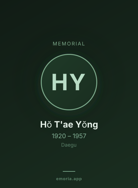 Memorial portrait of Hŏ T'ae Yŏng