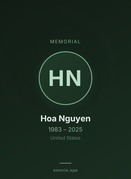 Memorial portrait of Hoa Nguyen