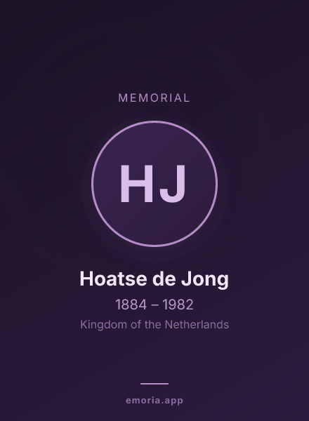 Memorial portrait of Hoatse de Jong