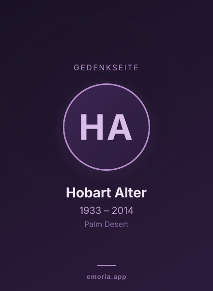 Gedenkportrait von Hobart Alter
