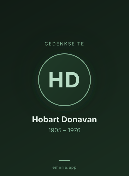 Gedenkportrait von Hobart Donavan