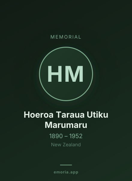 Memorial portrait of Hoeroa Taraua Utiku Marumaru