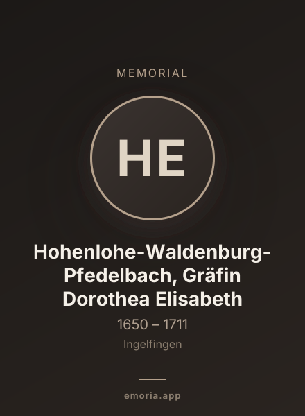 Memorial portrait of Hohenlohe-Waldenburg-Pfedelbach, Gräfin Dorothea Elisabeth