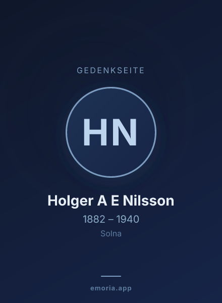 Gedenkportrait von Holger A E Nilsson