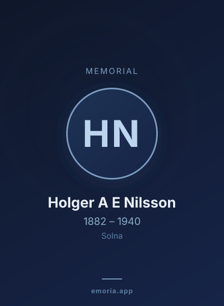 Memorial portrait of Holger A E Nilsson