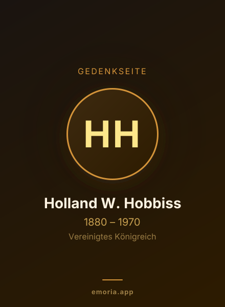 Gedenkportrait von Holland W. Hobbiss