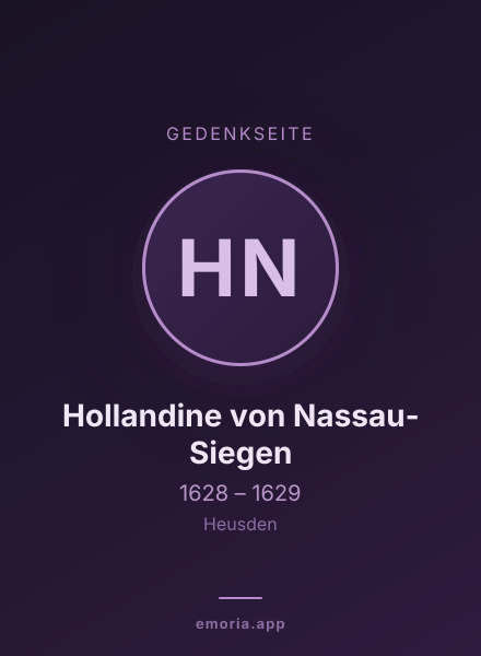 Gedenkportrait von Hollandine von Nassau-Siegen