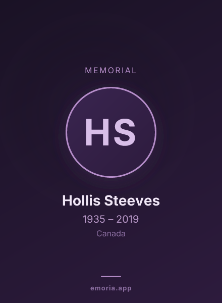 Memorial portrait of Hollis Steeves