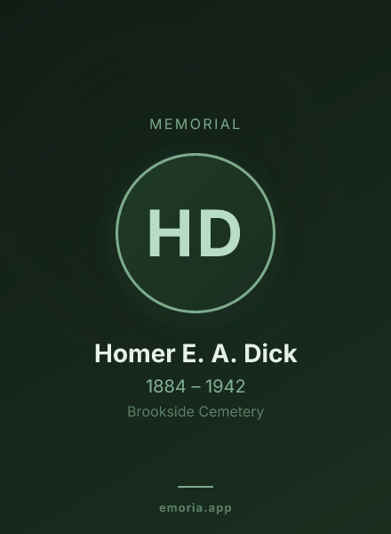 Memorial portrait of Homer E. A. Dick