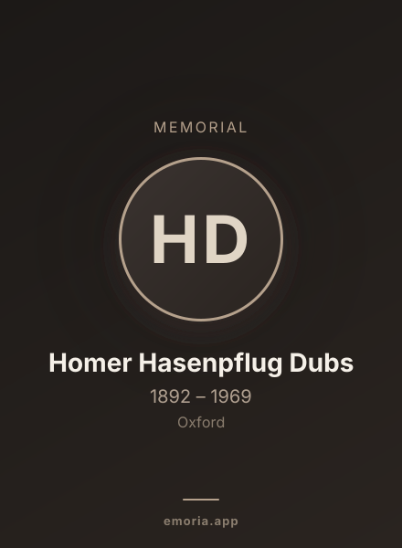 Memorial portrait of Homer Hasenpflug Dubs