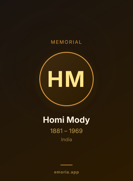 Memorial portrait of Homi Mody