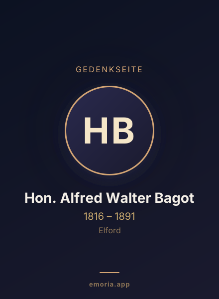 Gedenkportrait von Hon. Alfred Walter Bagot