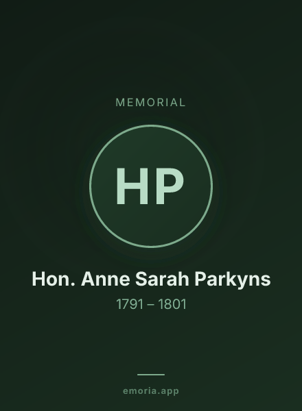 Memorial portrait of Hon. Anne Sarah Parkyns